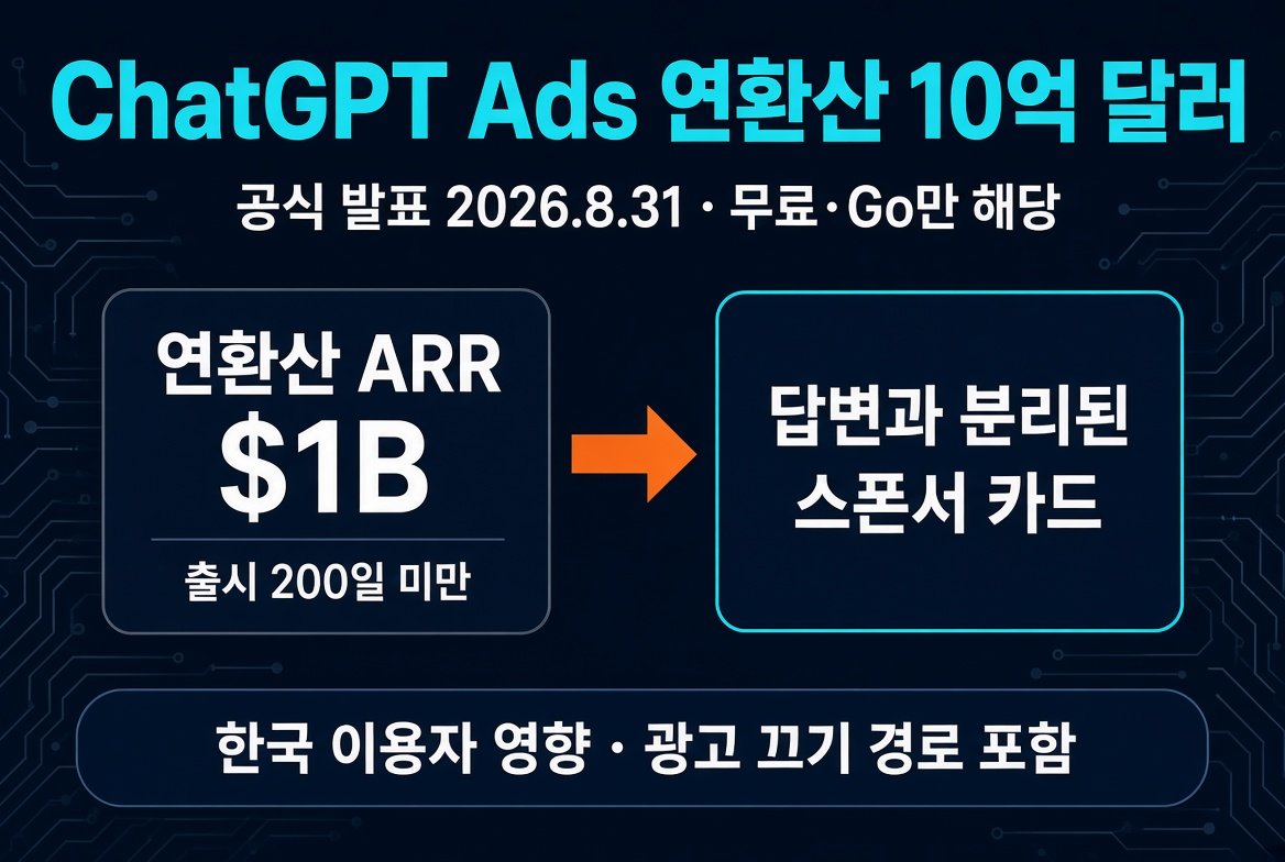 ChatGPT 광고가 연환산 10억 달러? 숫자와 한국 이용자 영향