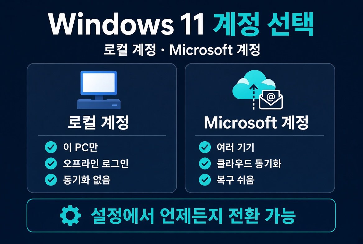 Windows 11 로컬 계정 vs Microsoft 계정, 어떤 걸 써야 하나