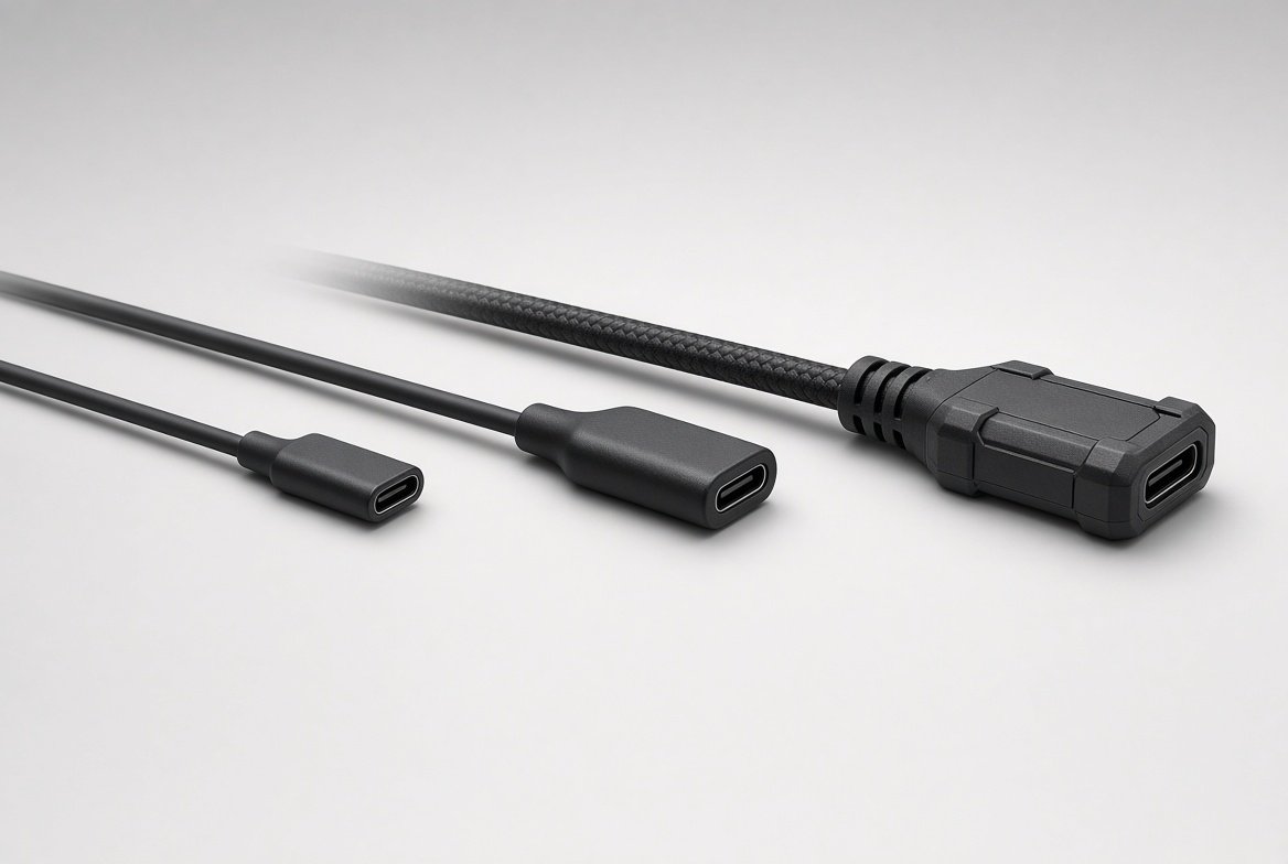 두께와 플러그 크기가 다른 USB-C 케이블 비교