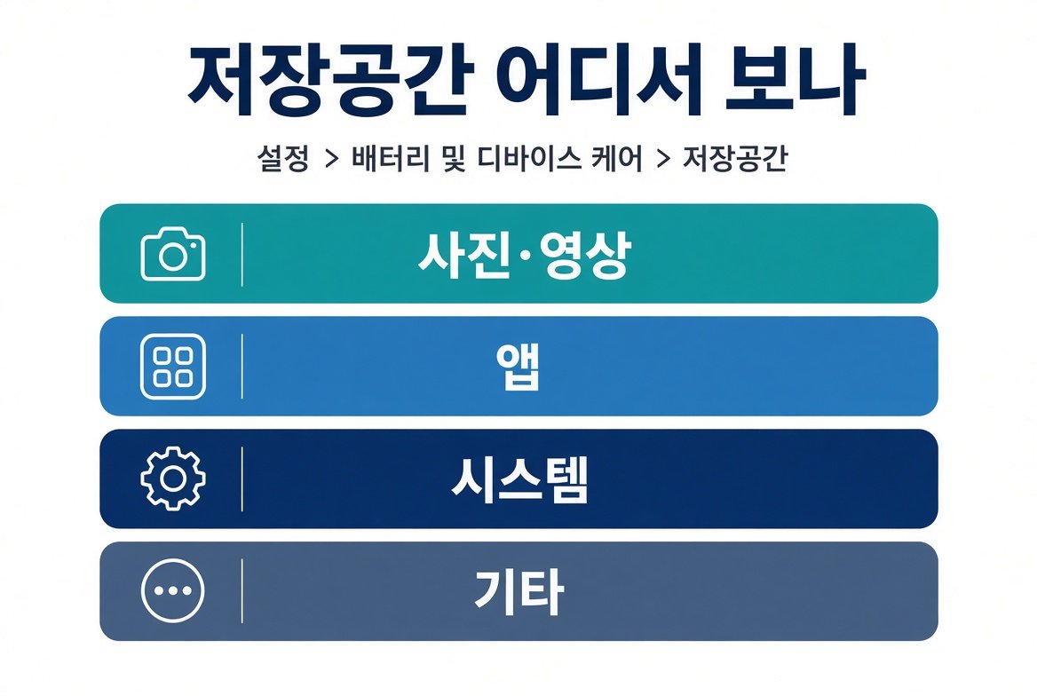 갤럭시 저장공간 부족을 확인할 때 보는 설정 경로와 항목 구분