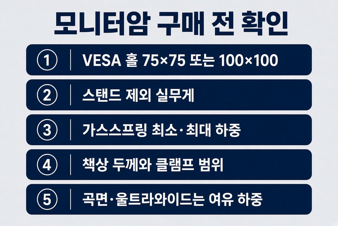 모니터암 구매 전 확인 항목 다섯 가지