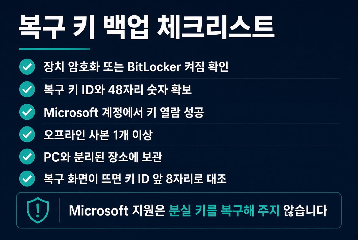 Windows 11 BitLocker 복구 키 백업 체크리스트