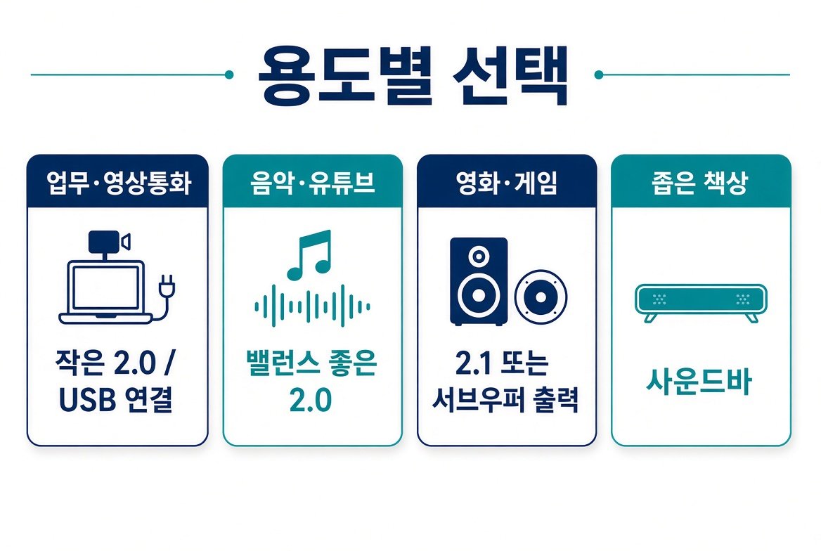 업무 영상통화, 음악 유튜브, 영화 게임, 좁은 책상 용도별 선택 안내