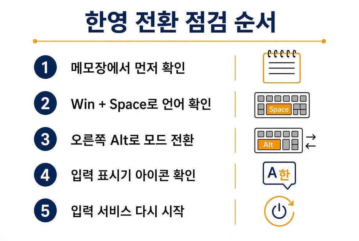 한영 전환 점검 순서 다섯 단계 체크리스트