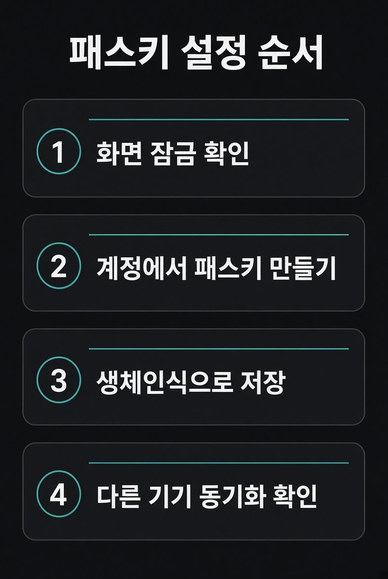 화면 잠금 확인부터 다른 기기 동기화까지 패스키 설정 순서