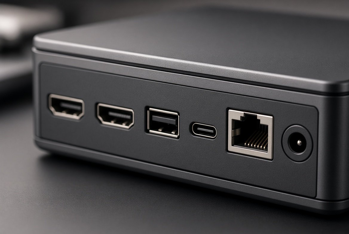 미니PC 후면 HDMI, USB, 랜, 전원 포트