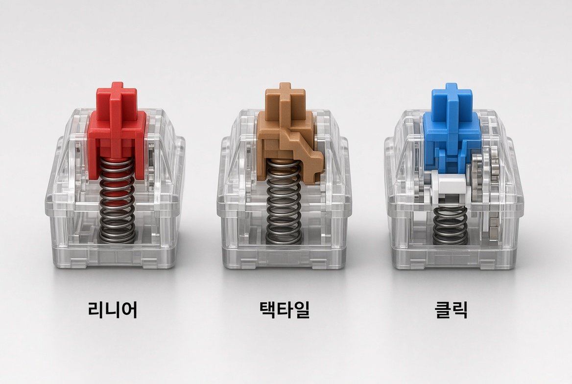 리니어, 택타일, 클릭 기계식 스위치 비교