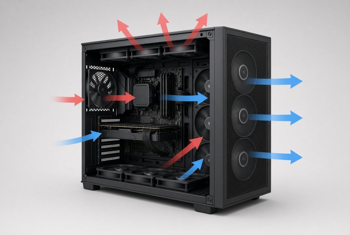 PC 케이스 공기 흐름 다이어그램