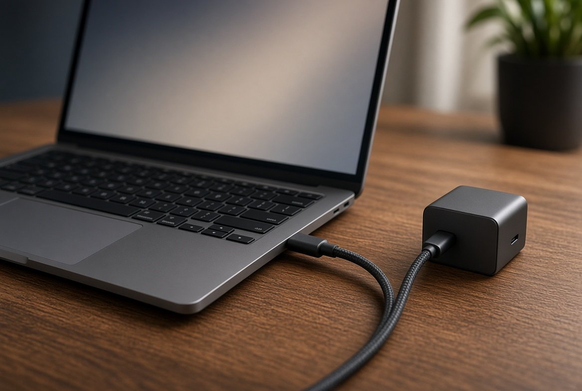 노트북 USB-C 충전 장면