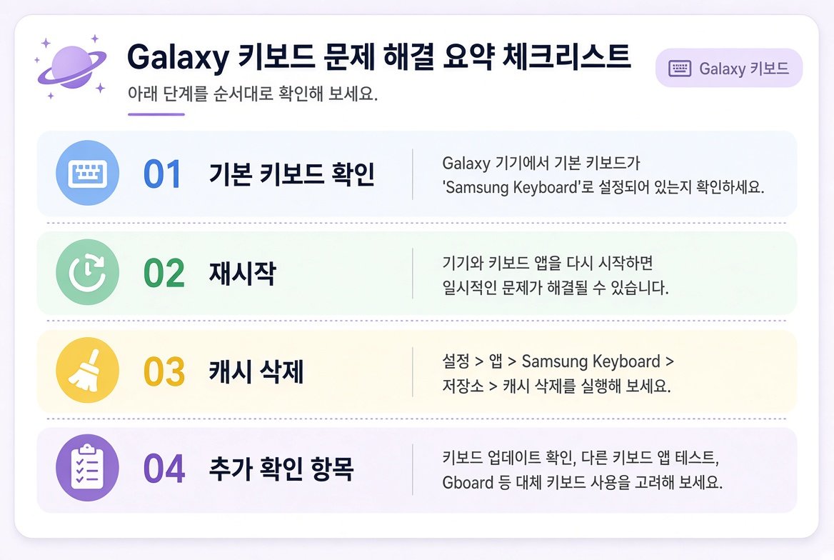 갤럭시 키보드 문제 해결 요약 체크리스트
