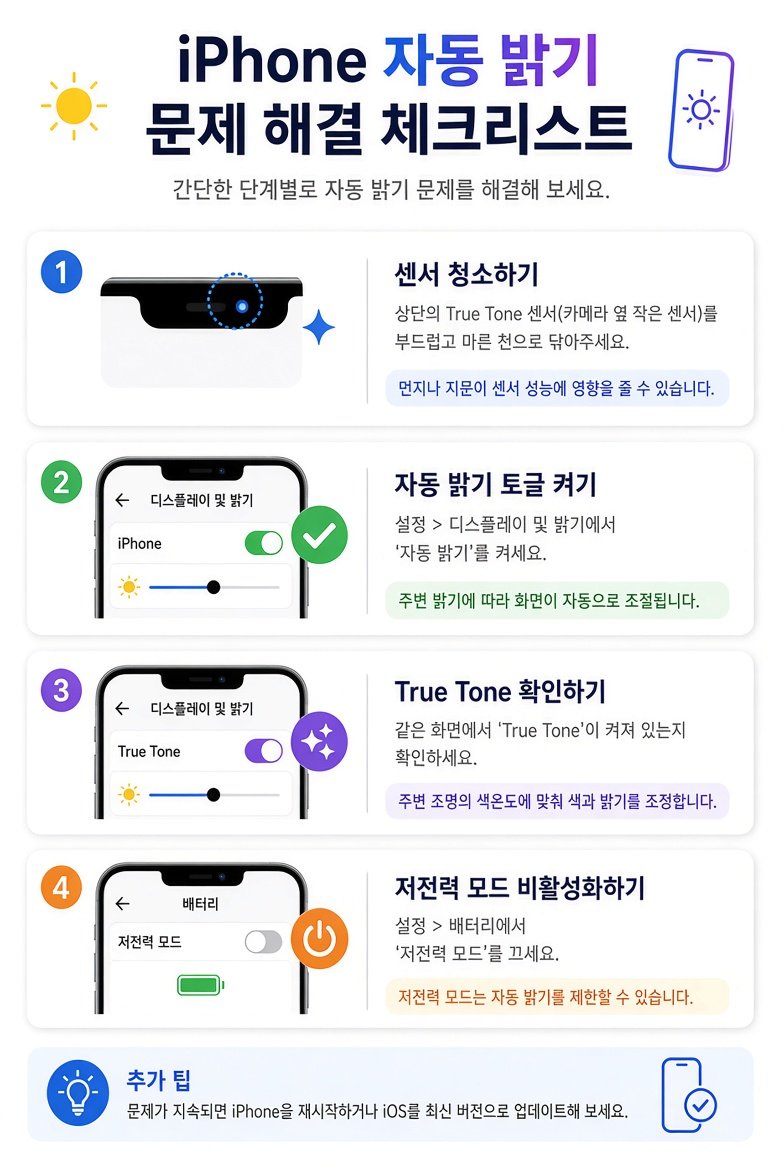 아이폰 자동 밝기 문제 해결 체크리스트