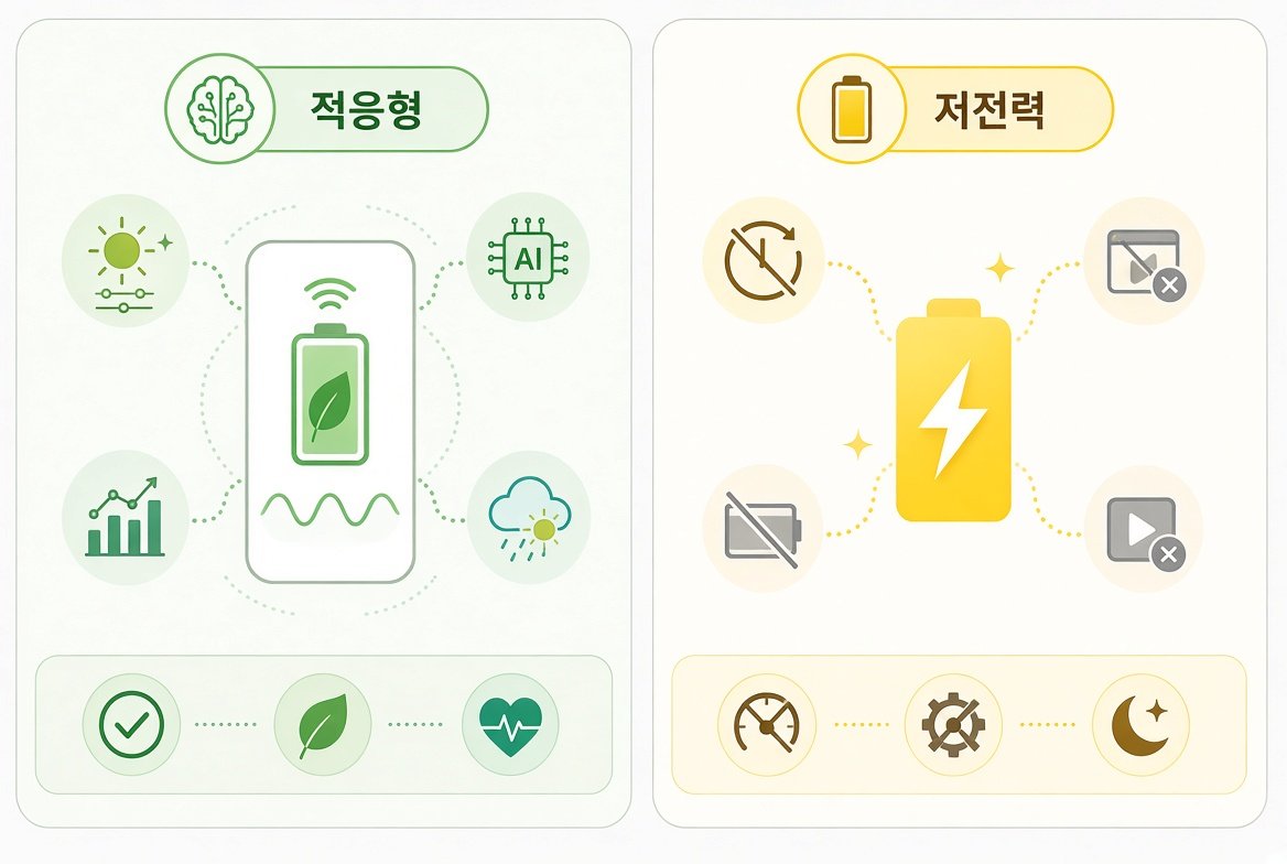 적응형 전력 모드와 저전력 모드 비교