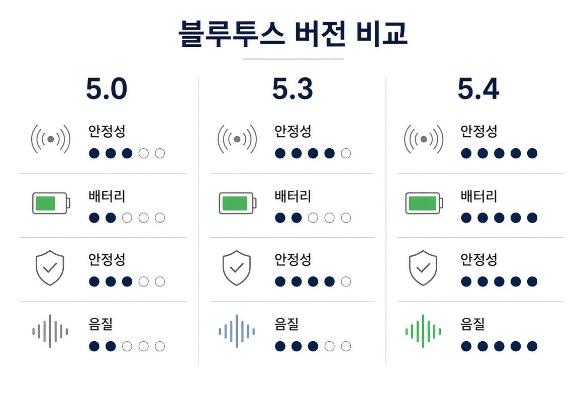 블루투스 5.0 5.3 5.4 버전 비교 인포그래픽