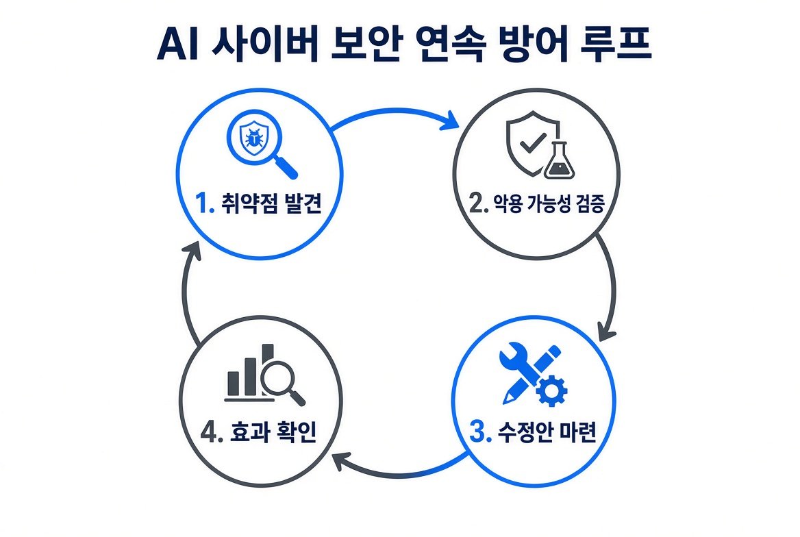 오픈AI 데이브레이크의 연속 방어 루프를 보여주는 다이어그램