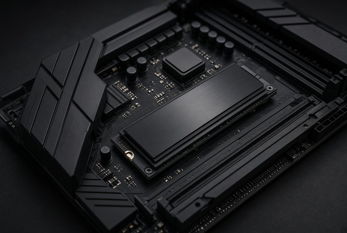 메인보드에 히트싱크와 함께 장착된 NVMe SSD