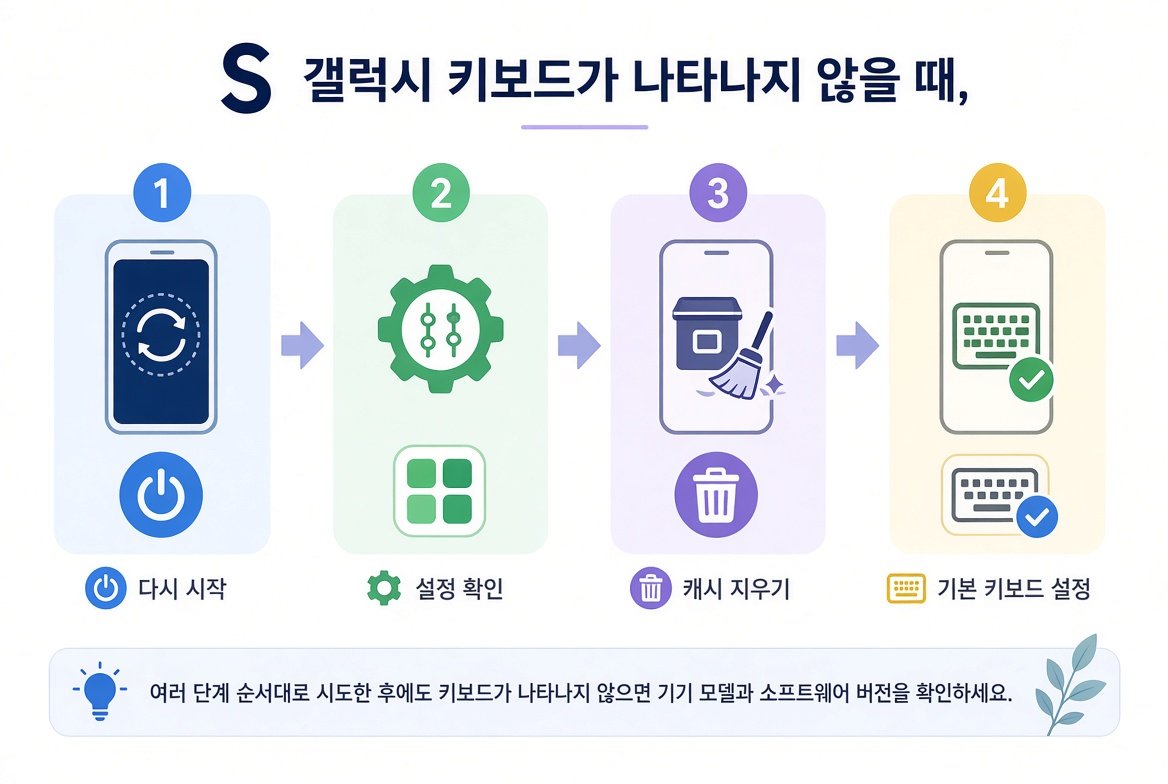 갤럭시 키보드 문제 해결 단계를 보여주는 순서도