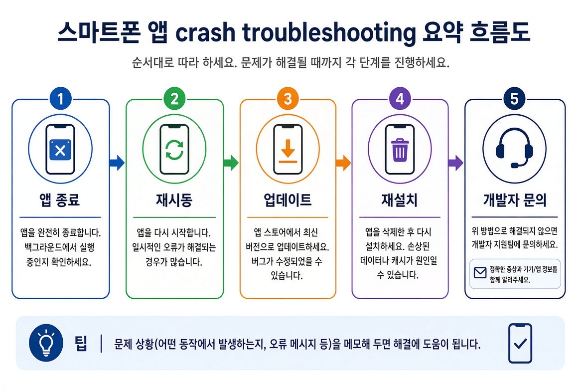 앱 강제 종료 해결 순서 요약